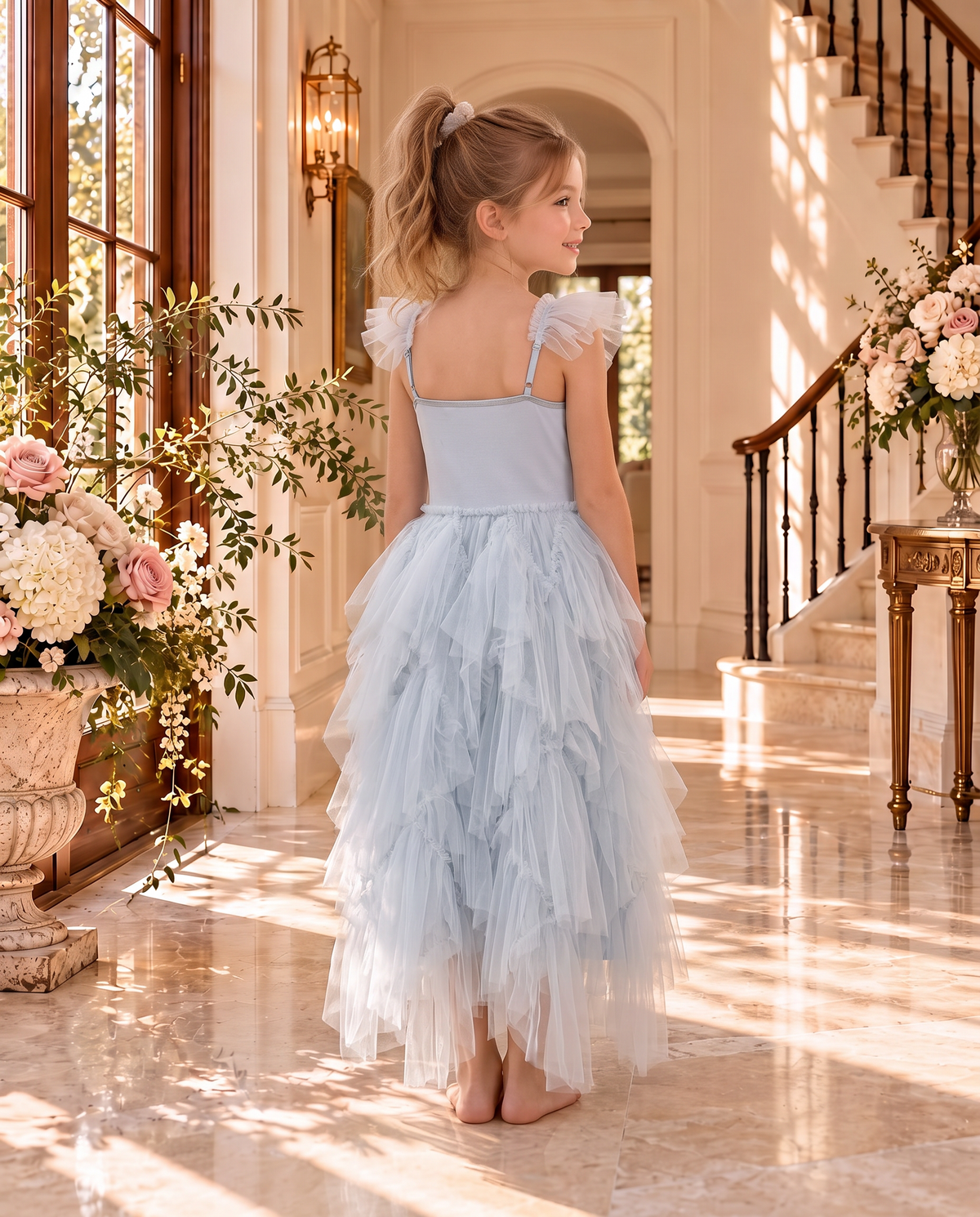 Celeste Dress wholesale in baby blue — back view