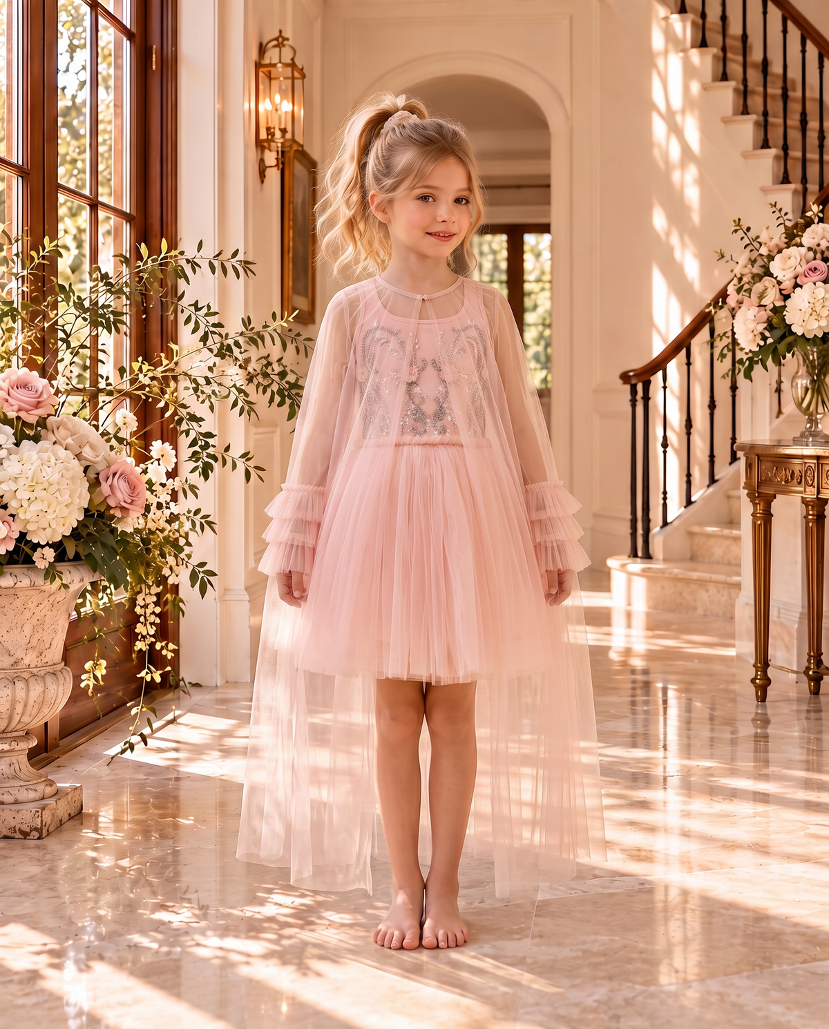 Odette Dress wholesale worn with the included matching tulle cape