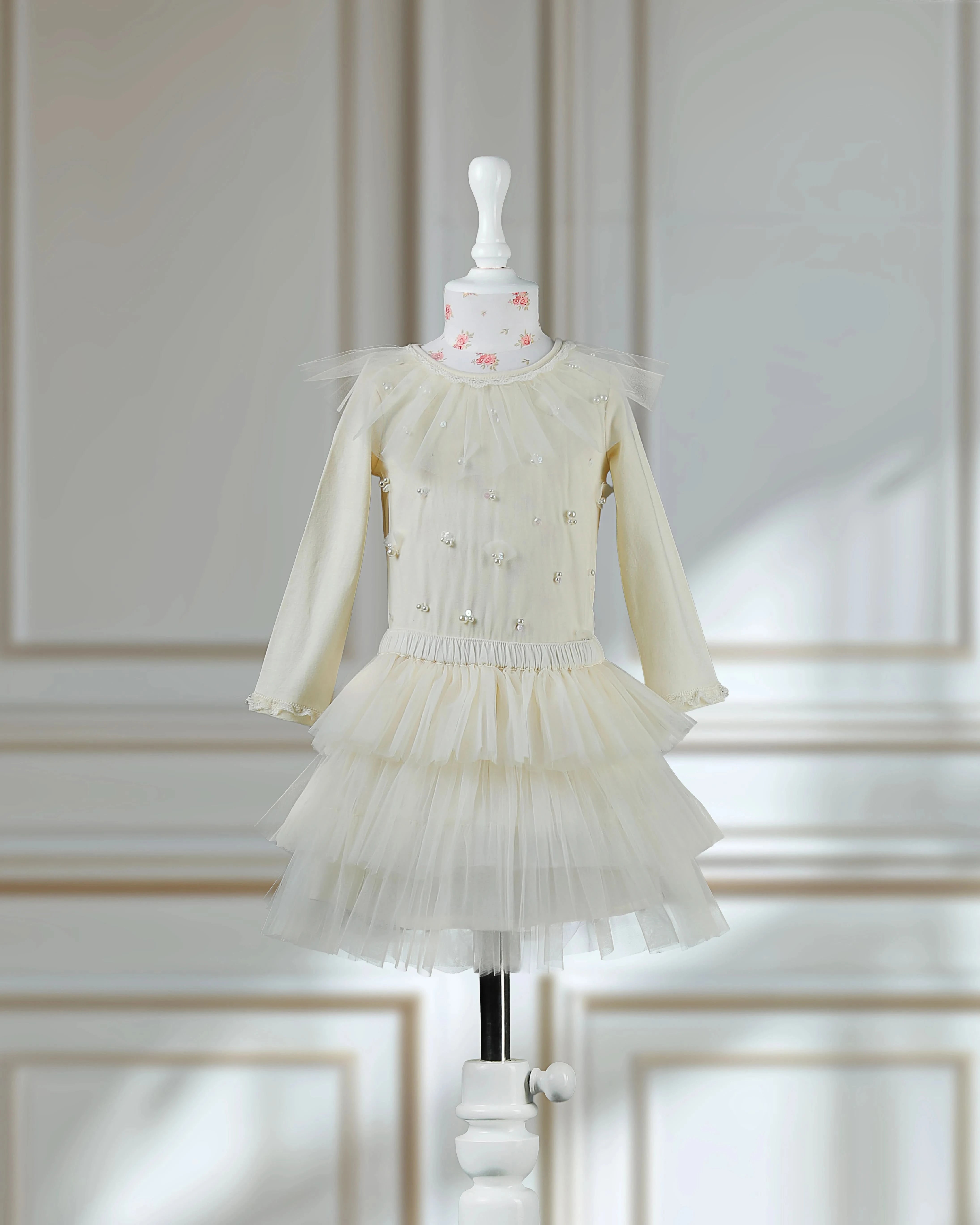White Layered Tulle Princess Dress for Kids – Wedding & Theme Outfit
